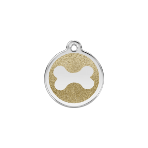 Placa para gato Hueso brillante S en esmalte dorado