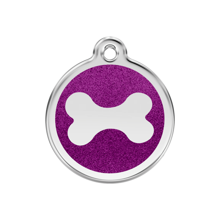 Vue avant - Médaille personnalisable Red Dingo Émail pailleté violet - Talla M 30.00mm