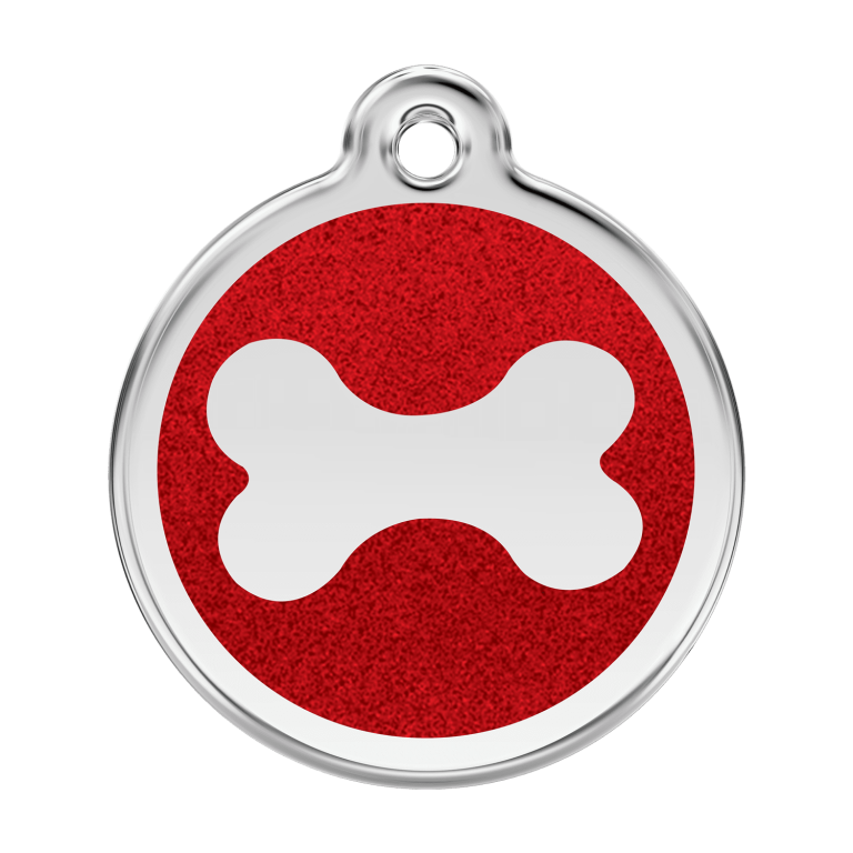 Vue avant - Médaille personnalisable émail pailleté rouge pour chien - Red Dingo 0X-BN-RE-LG