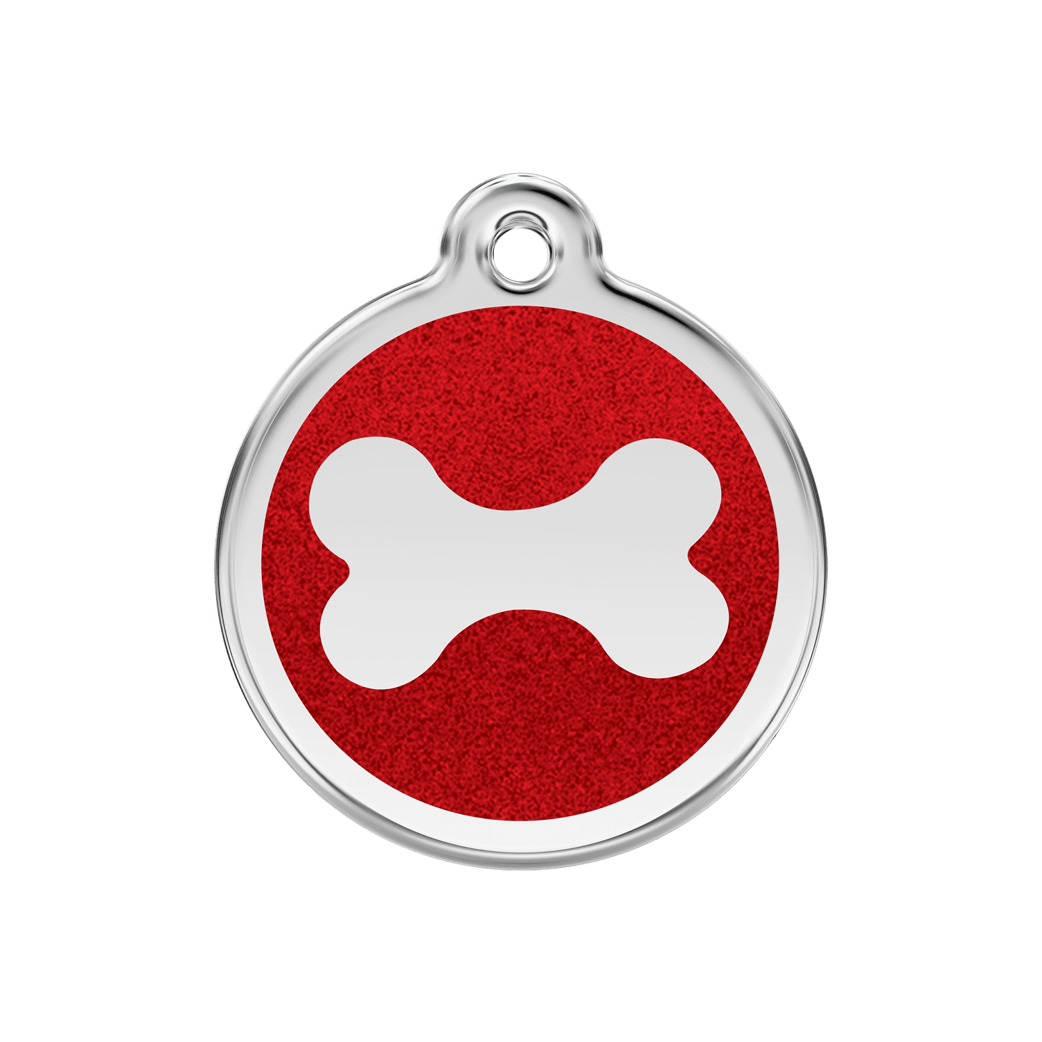 Vue avant - Médaille personnalisée pour chien Red Dingo Émail Pailleté Os Rouge - Talla M