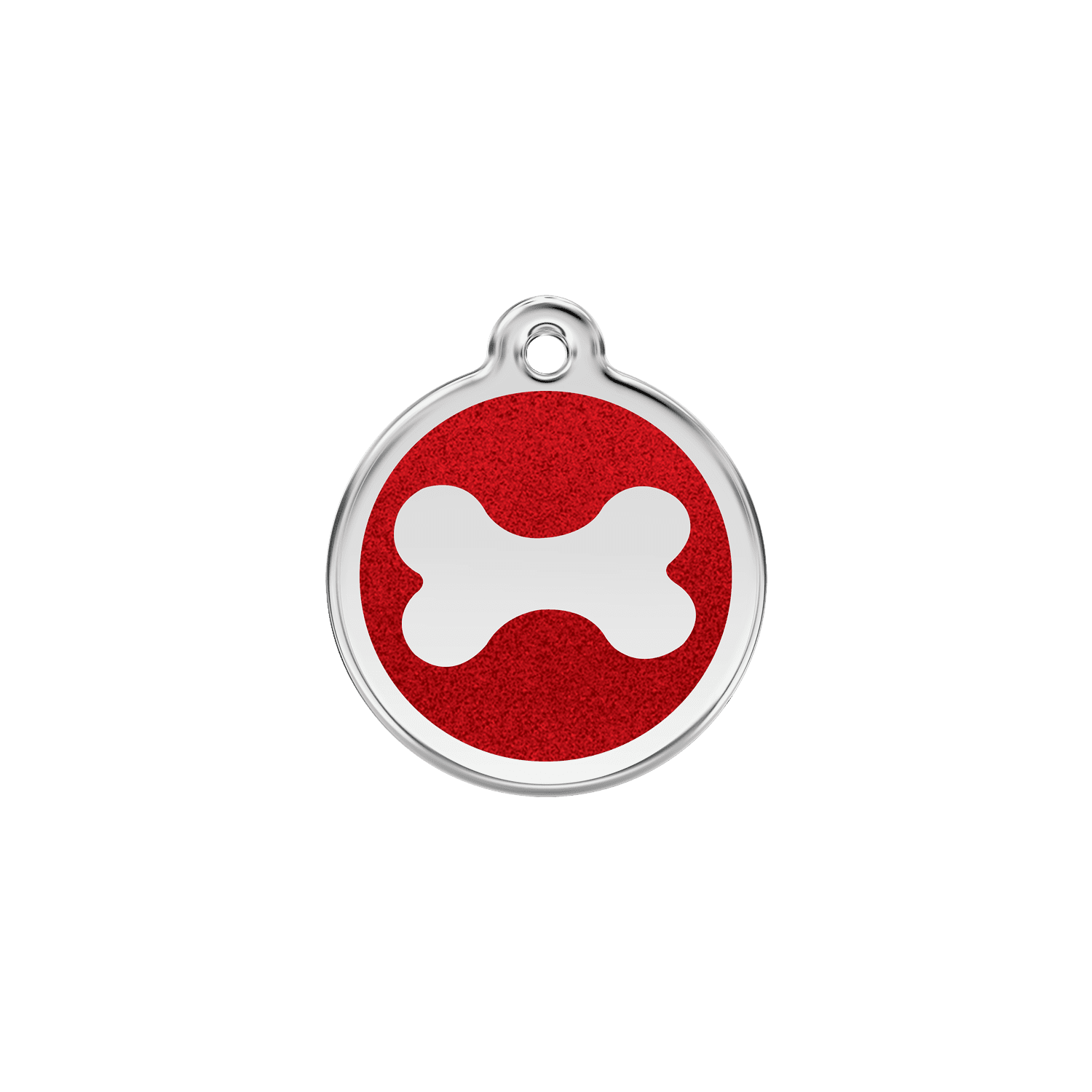 Vue avant - Médaille personnalisable Red Dingo Émail pailleté Os scintillant - Rouge - Talla S