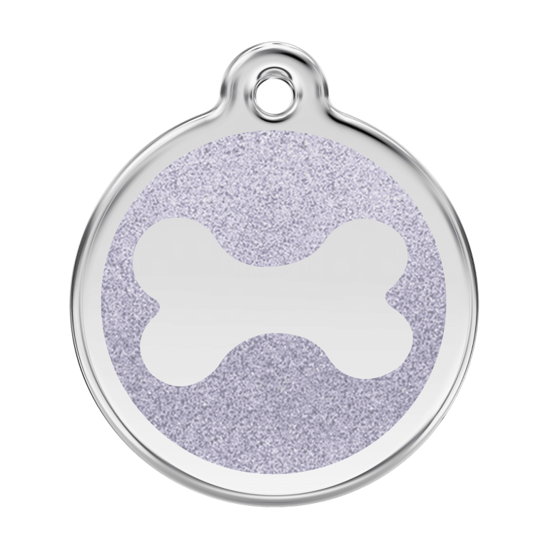 Vue avant - Médaille personnalisable Red Dingo Émail pailleté Os scintillant - Argent - Talla L