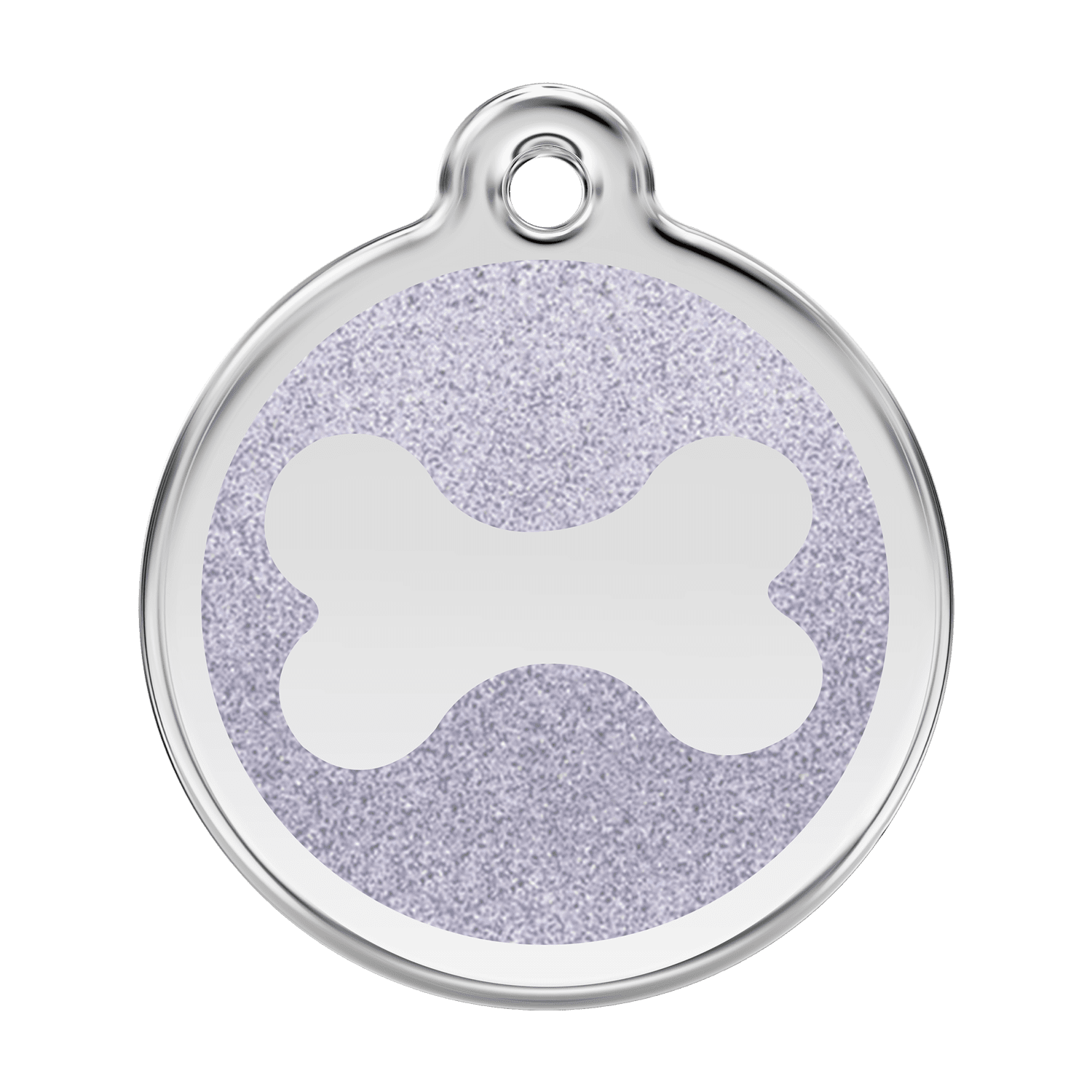 Vue avant - Médaille personnalisable Red Dingo Émail pailleté Os scintillant - Argent - Talla L