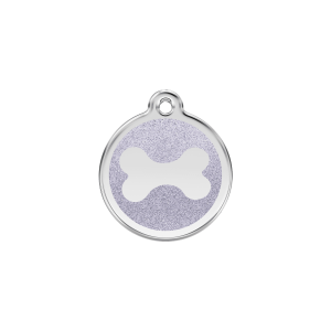 Placa para gato o perro pequeño con hueso brillante y esmalte plateado S