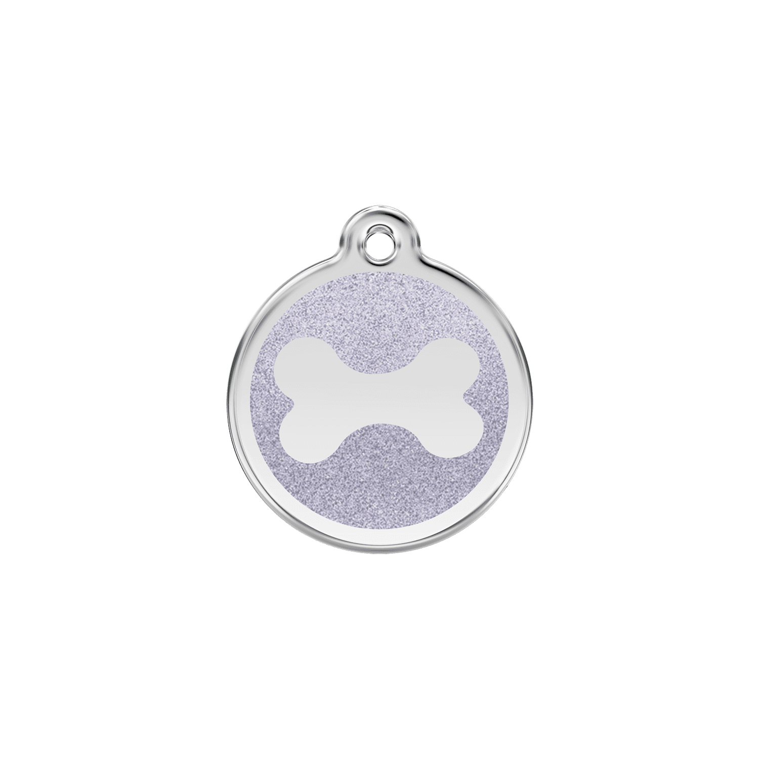 Vue avant - Médaille personnalisée pour chien/chat Red Dingo Émail pailleté argent - Os scintillant - Talla S