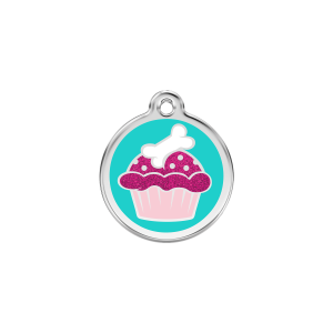 Placa para gato pequeña Cupcake brillante aqua