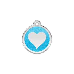 Placa para gato corazón brillante esmalte aqua S