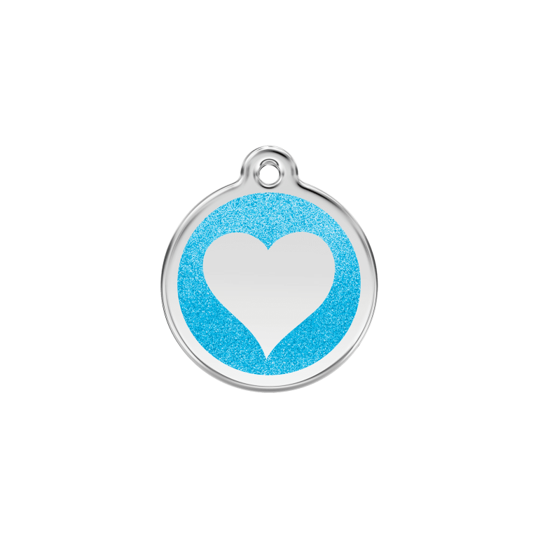 Vue avant - Médaille personnalisée Red Dingo Émail pailleté Aqua - Talla S pour chien/chat