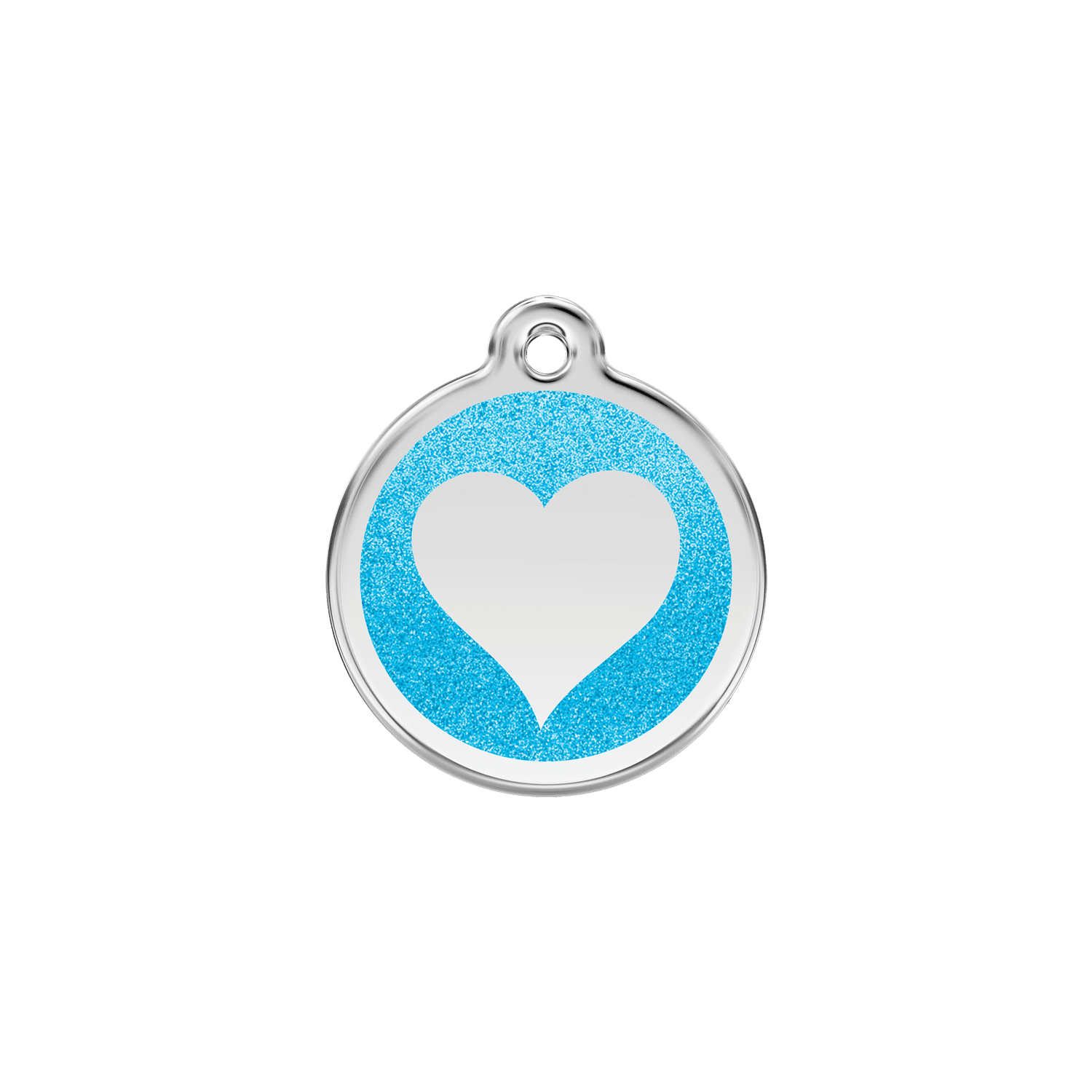 Vue avant - Médaille personnalisée Red Dingo Émail pailleté Aqua - Talla S pour chien/chat
