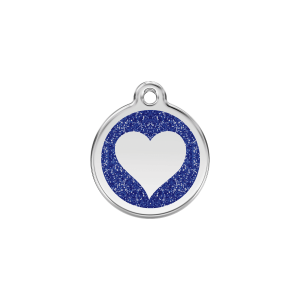 Placa para gato corazón brillante esmalte azul oscuro S