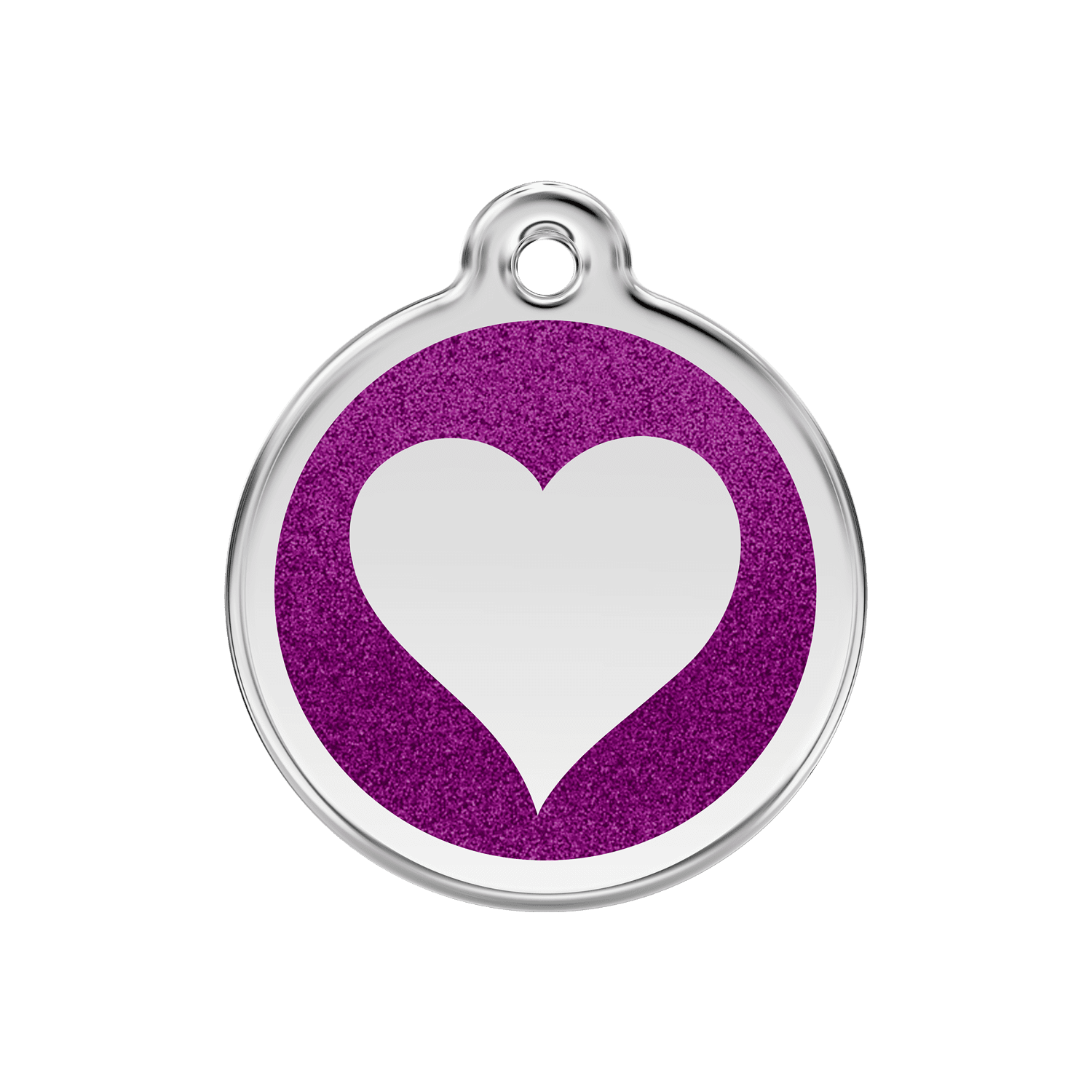 Vue avant - Médaille personnalisée pour chien Red Dingo Émail pailleté violet - Talla M