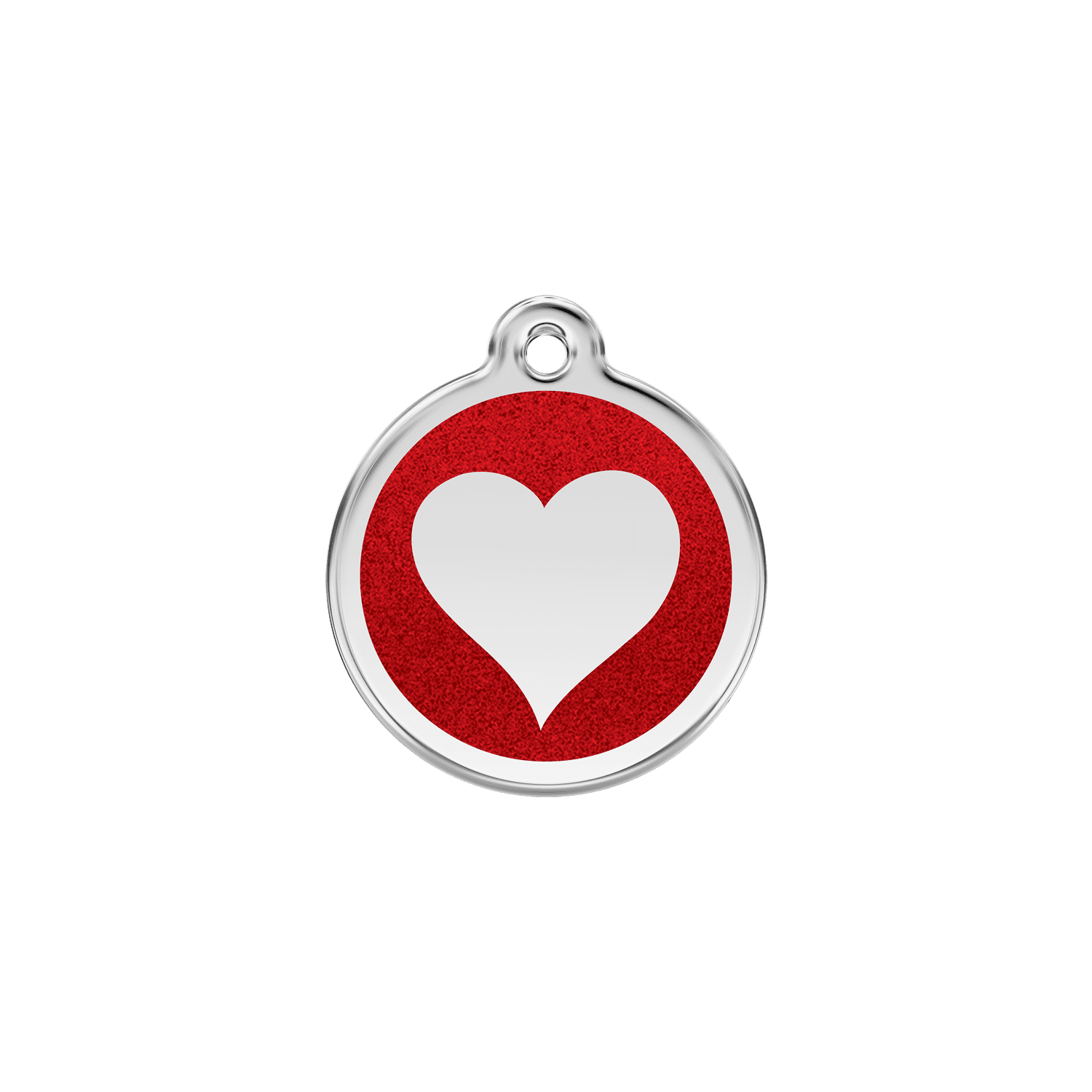 Vue avant - Médaille personnalisée Red Dingo Émail pailleté coeur rouge - Talla S pour chat ou chien