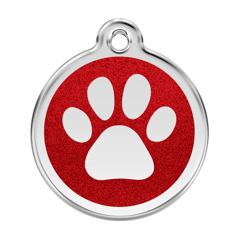 Vue avant - Médaille personnalisée Red Dingo Émail pailleté rouge - Talla L pour chien - Réf : 0X-PP-RE-LG