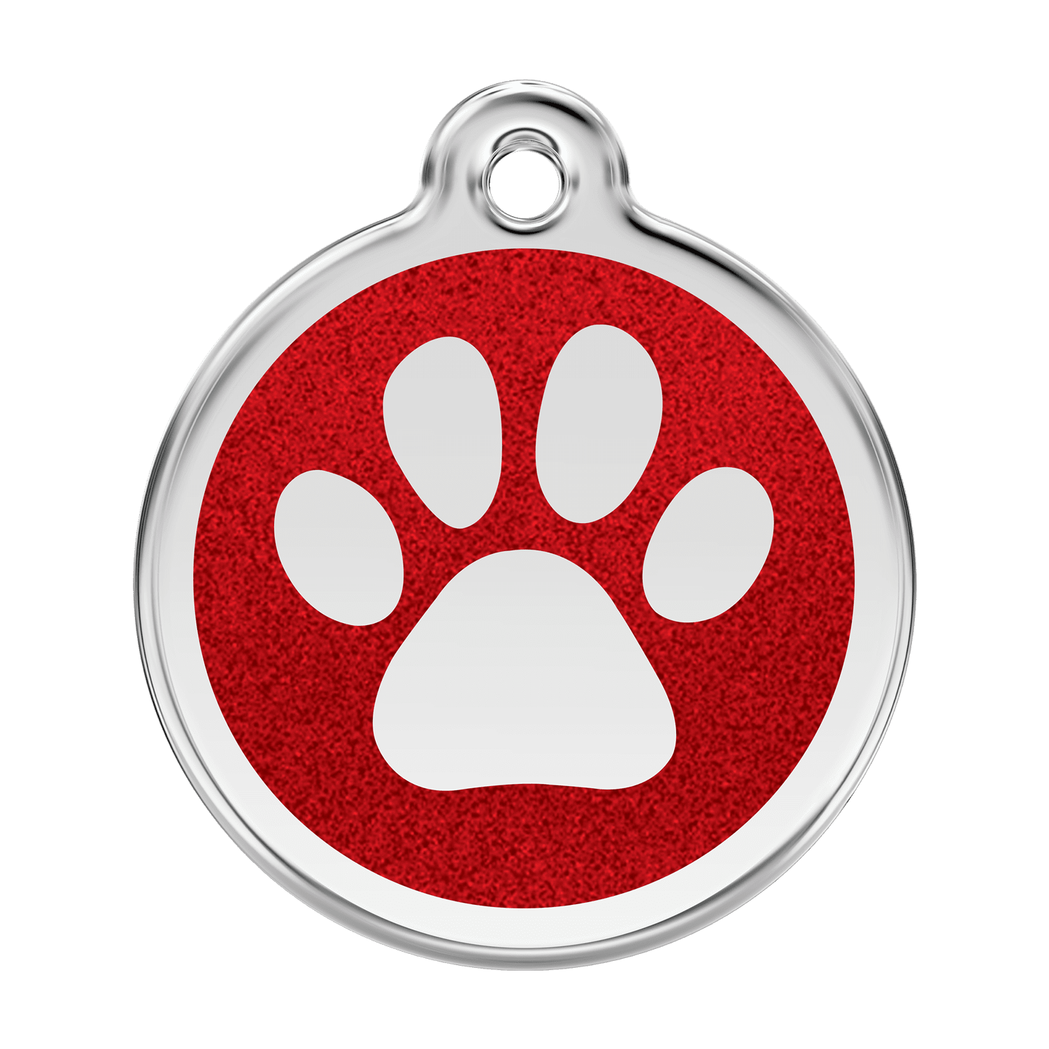 Vue avant - Médaille personnalisée Red Dingo Émail pailleté rouge - Talla L pour chien - Réf : 0X-PP-RE-LG