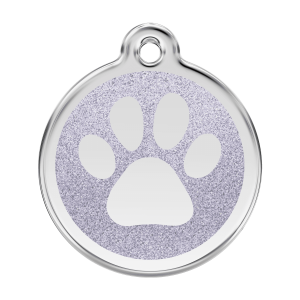 Placa para perro grande en acero inoxidable con huella brillante