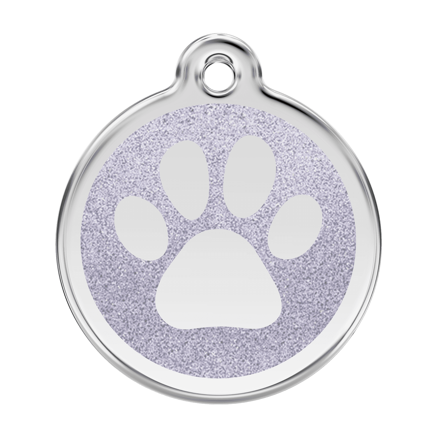 Vue avant - Médaille personnalisable pour chien Red Dingo Émail pailleté et acier inoxydable - Empreinte de patte scintillante - Talla L
