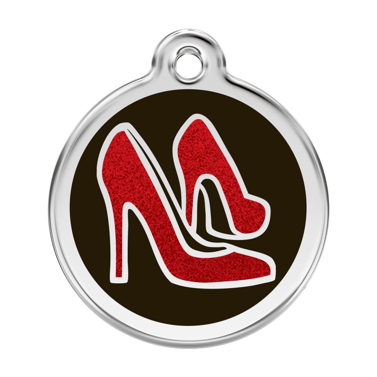 Vue avant - Médaille personnalisée pour chien Red Dingo Émail pailleté Chaussure rouge - Talla L