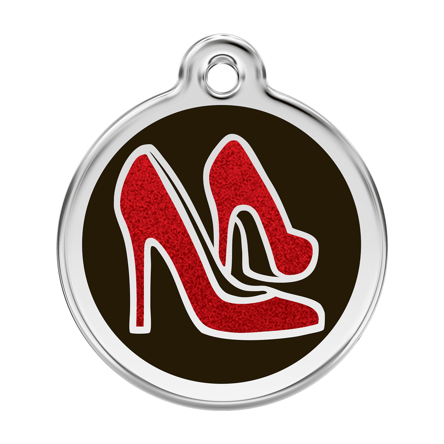 Vue avant - Médaille personnalisée pour chien Red Dingo Émail pailleté Chaussure rouge - Talla L