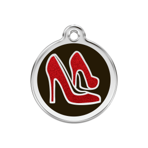 Placa para perro mediana con diseño zapato rojo brillante