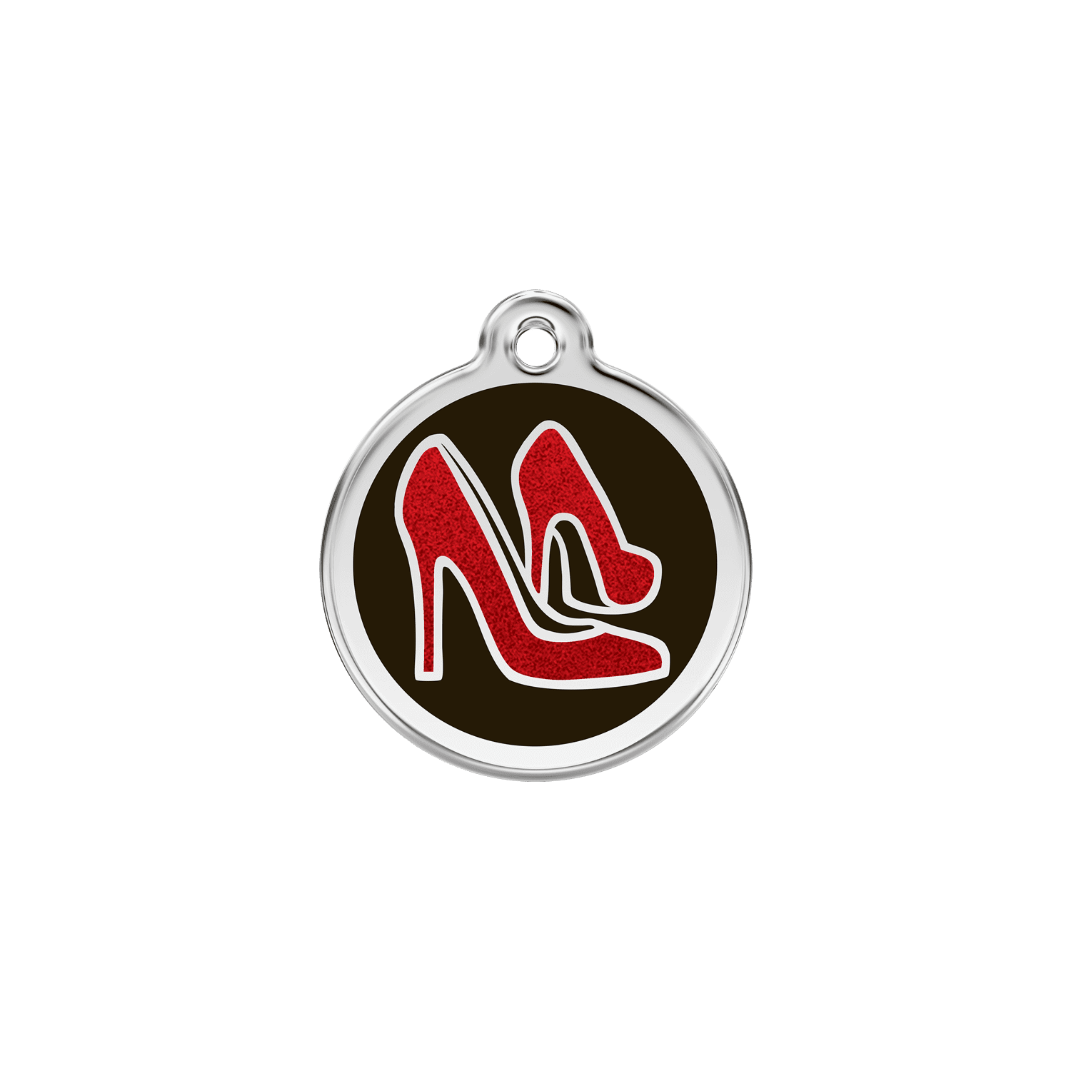 Vue avant - "Médaille personnalisée Red Dingo Émail pailleté noir - Talla S 20.00mm pour chat ou chien"