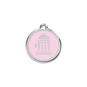 Placa para gato o perro pequeño diseño hidrante rosa S 20 mm