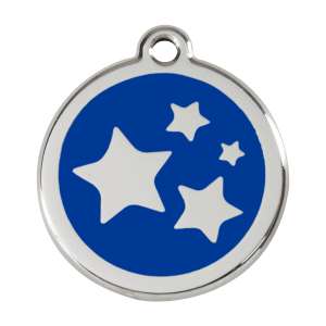 Placa para perro grande con estrella azul oscuro en esmalte y acero inoxidable