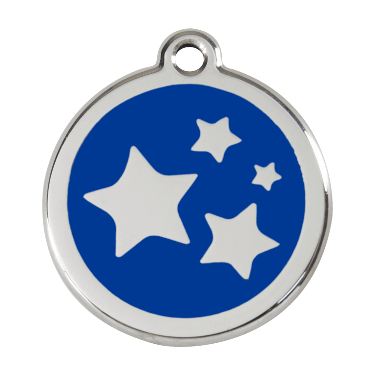 Vue avant - Médaille personnalisée émail et acier inoxydable étoile bleu foncé - Talla L - Red Dingo