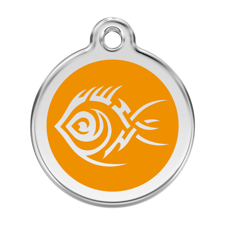 Vue avant - Médaille personnalisée pour chien Red Dingo Poisson tribal Orange - Talla L