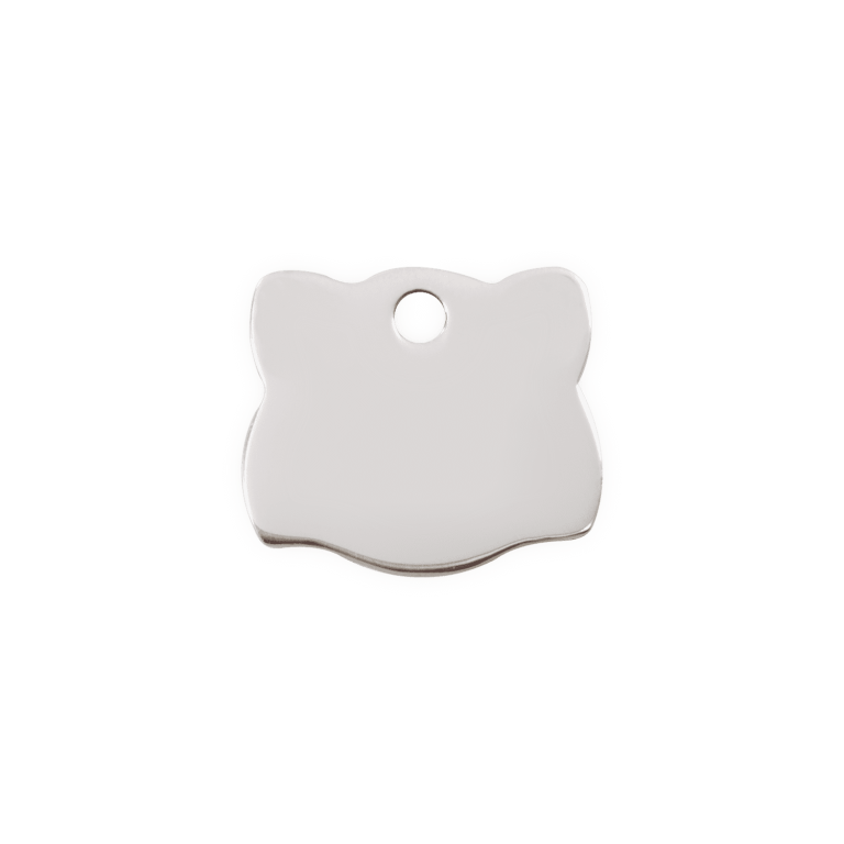 Vue arrière - Médaille personnalisée pour chat Red Dingo - Plat en acier inoxydable - Tête de chat - Talla S