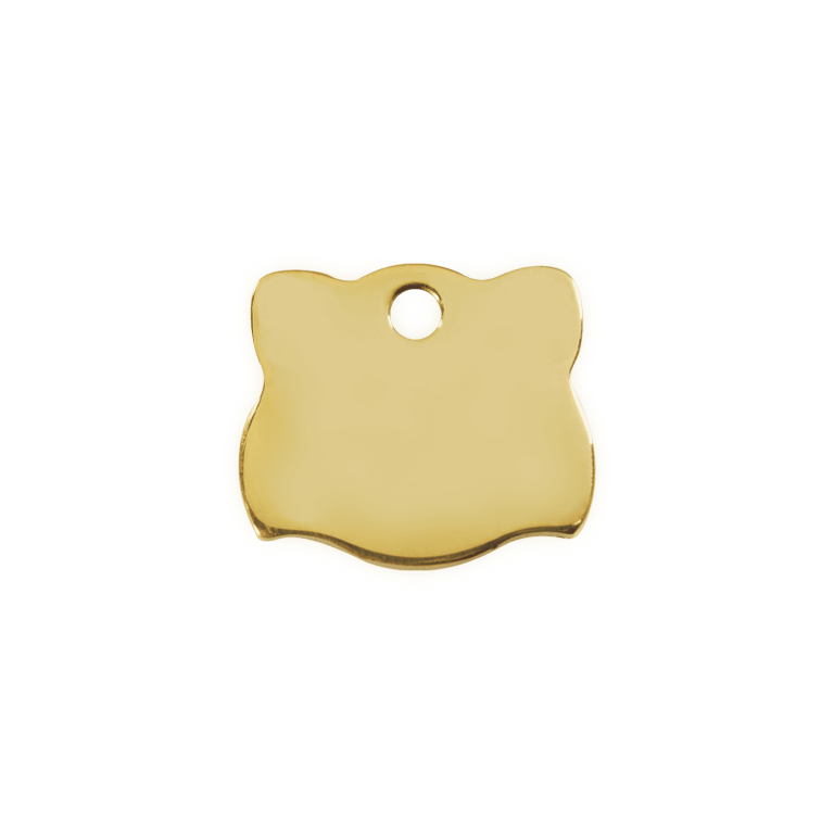 Vue arrière - Médaille personnalisée pour chat Red Dingo Laiton plat - Tête de chat - Talla S