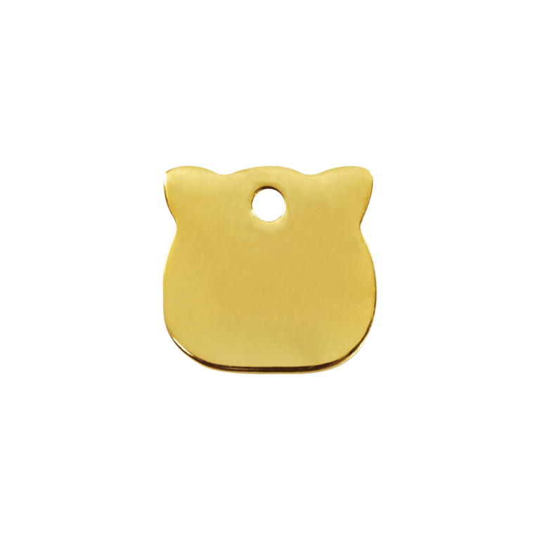 Vue arrière - Médaille personnalisable pour chat Red Dingo Laiton plat tête de chat - Talla S - 03-CH-ZZ-SM